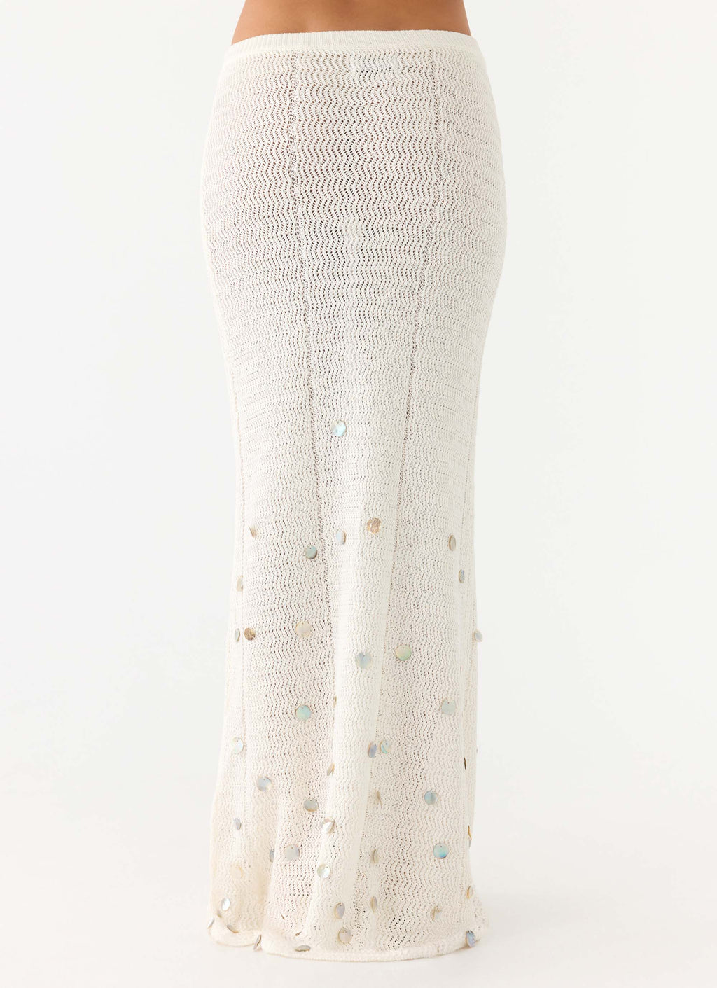 Adelaida Beaded Crochet Maxi Skirt - Ivory