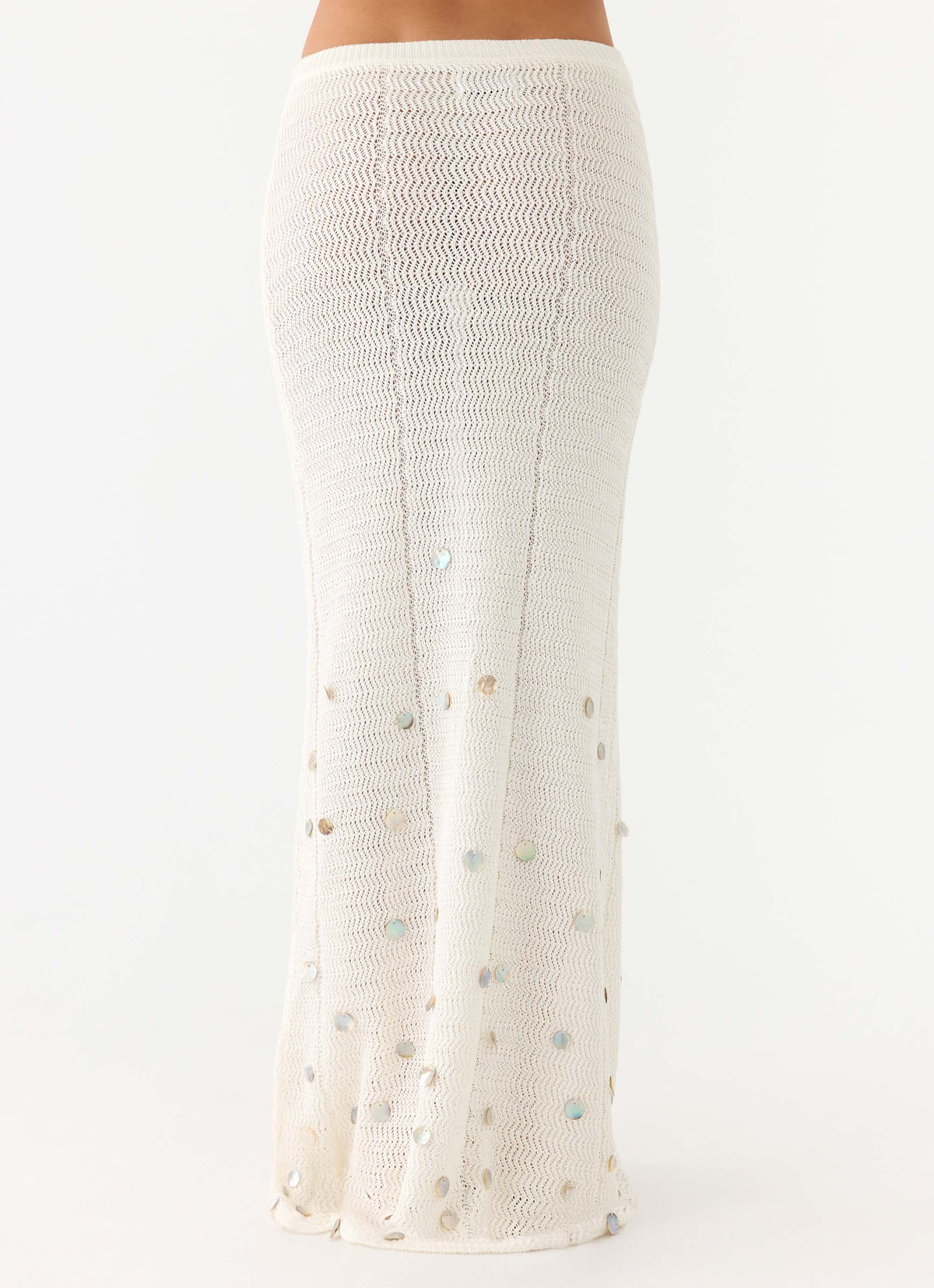 Adelaida Beaded Crochet Maxi Skirt - Ivory