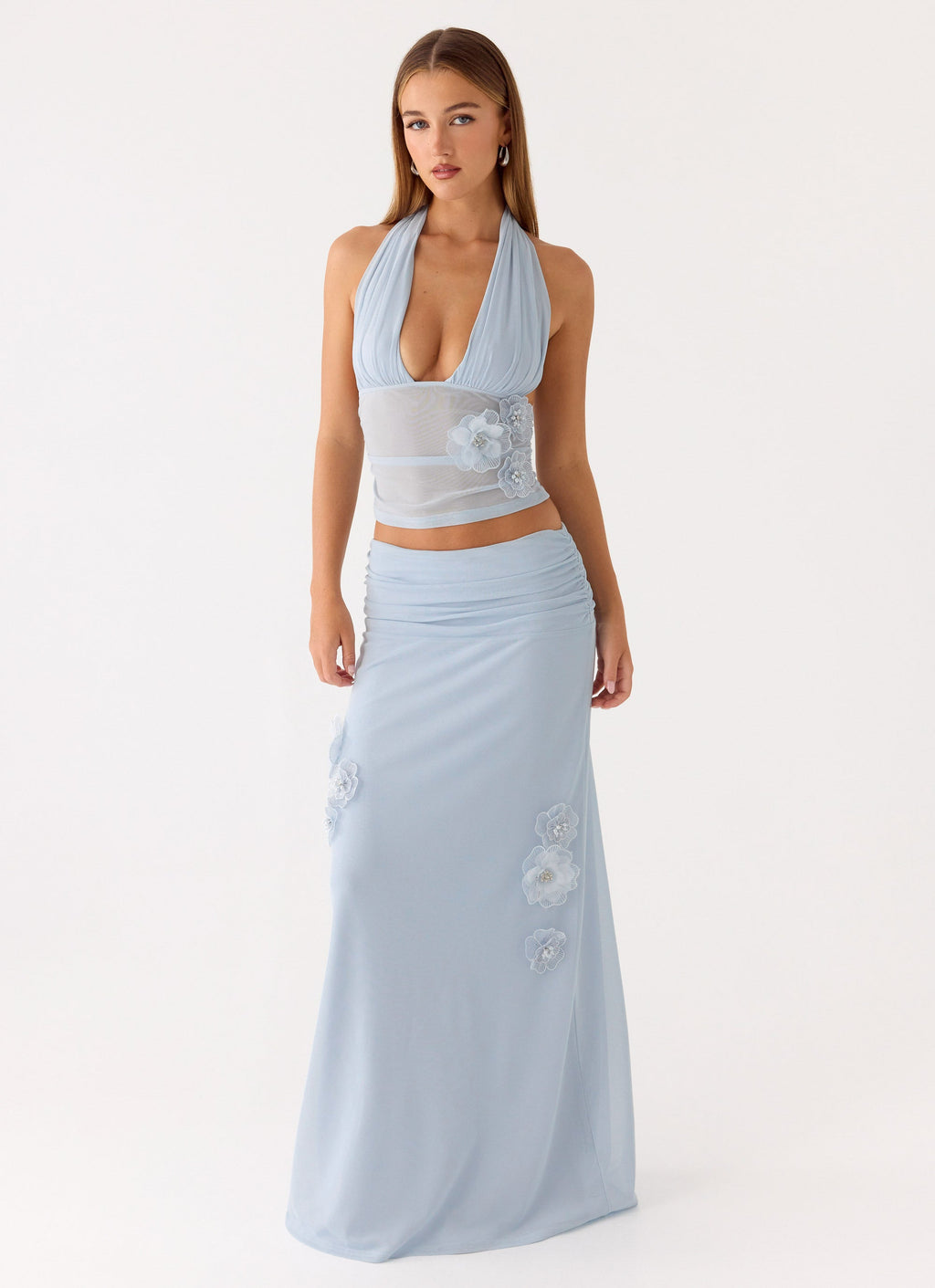 Fleur Power Maxi Skirt - Blue