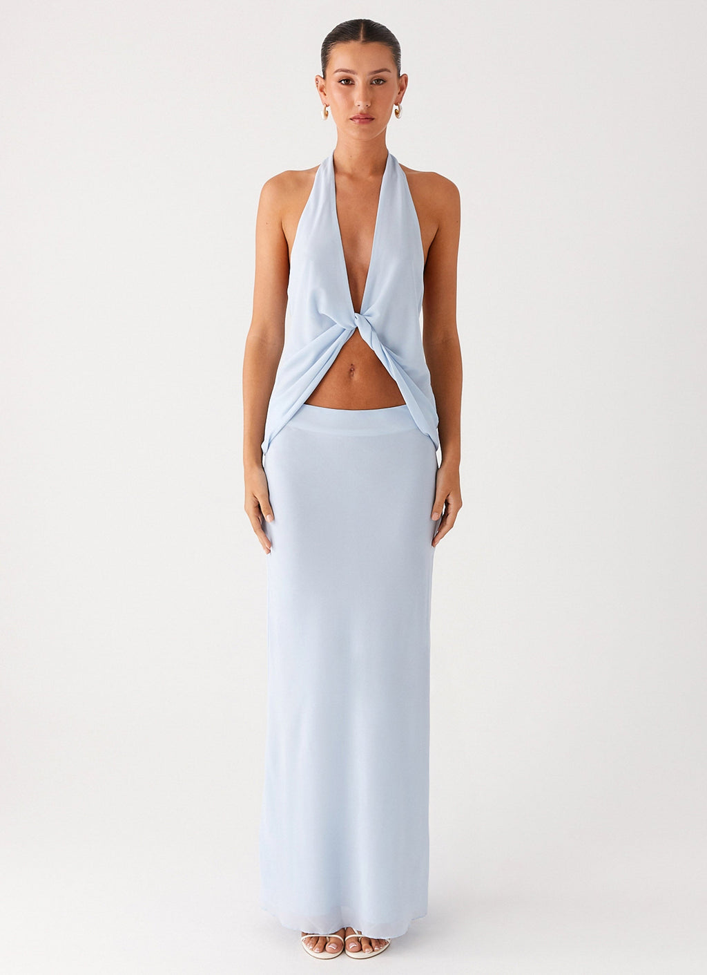 Michaella Chiffon Maxi Skirt - Blue
