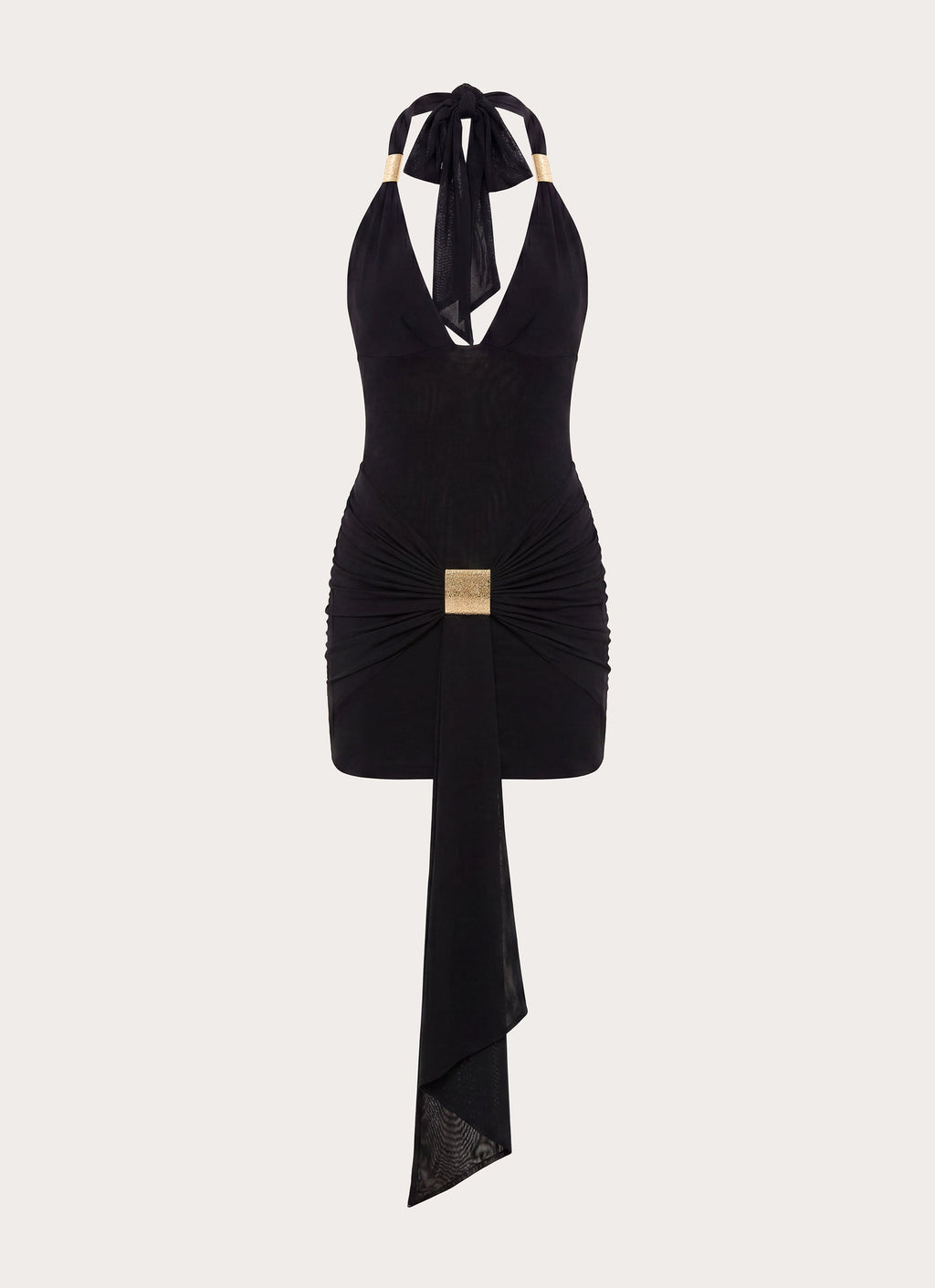 Miyah Halter Hardware Mini Dress - Black