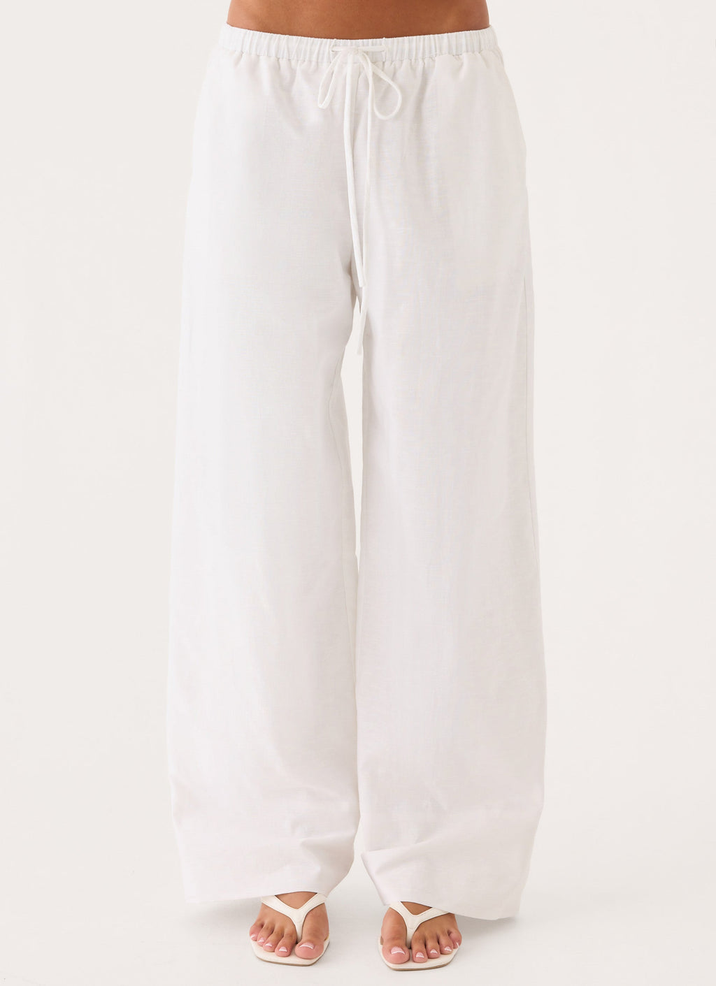 Norene Linen Wide Leg Pant - White