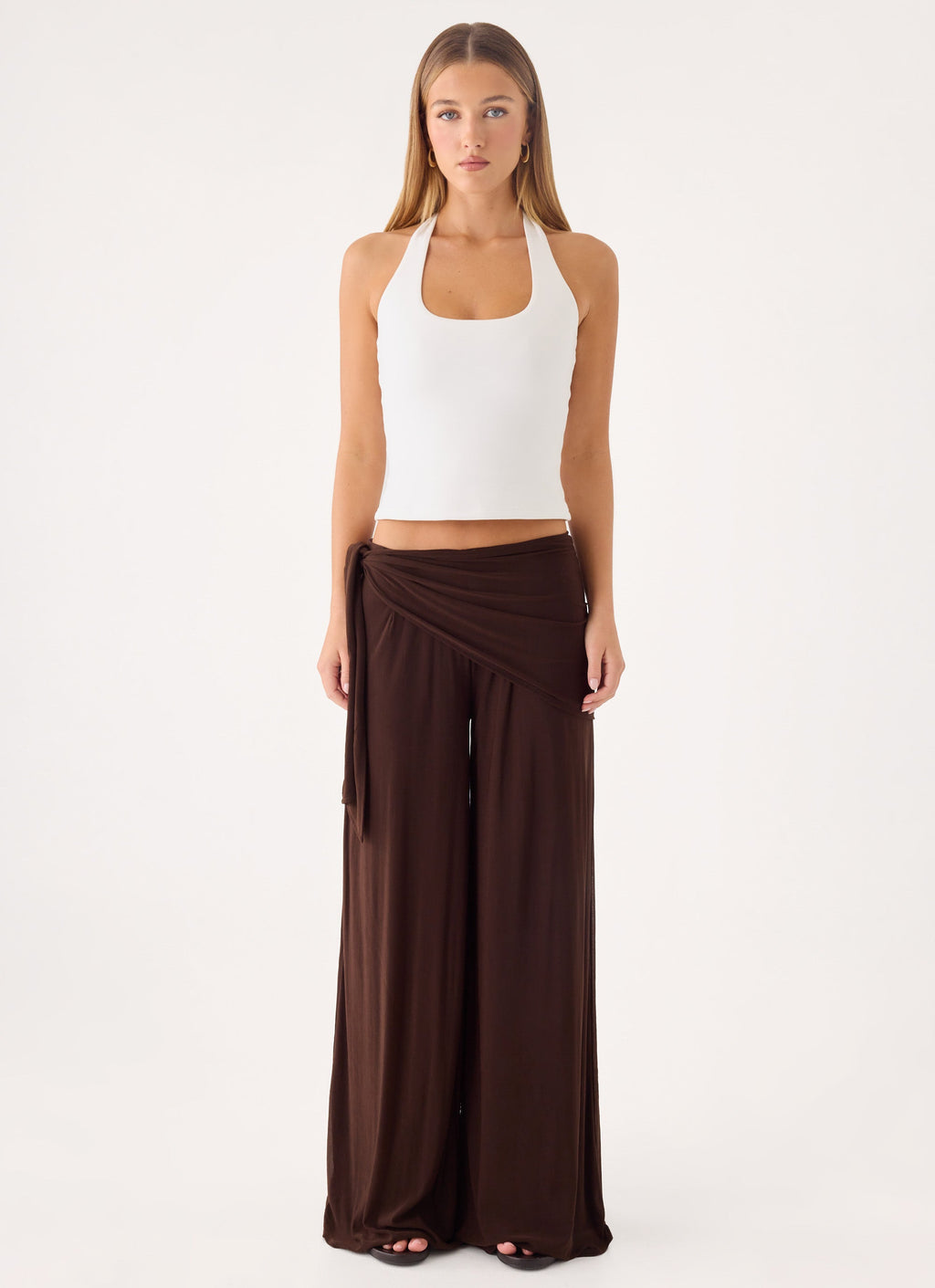 Riyan Waist Scarf Pant - Chocolate