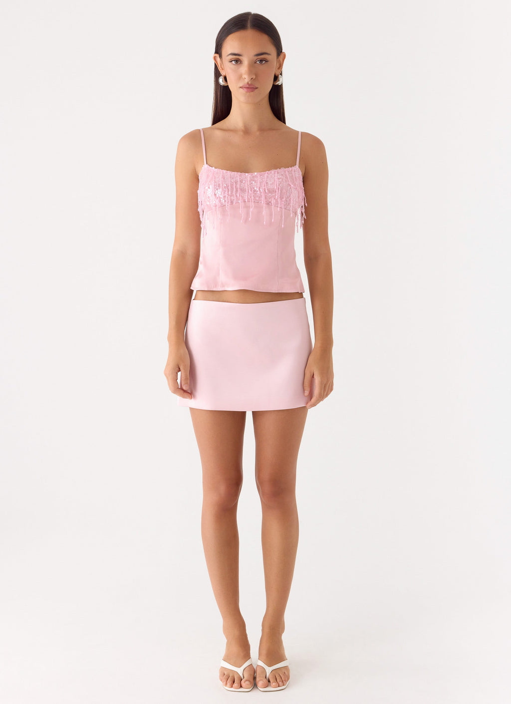Siren Beaded Sequin Top - Pink