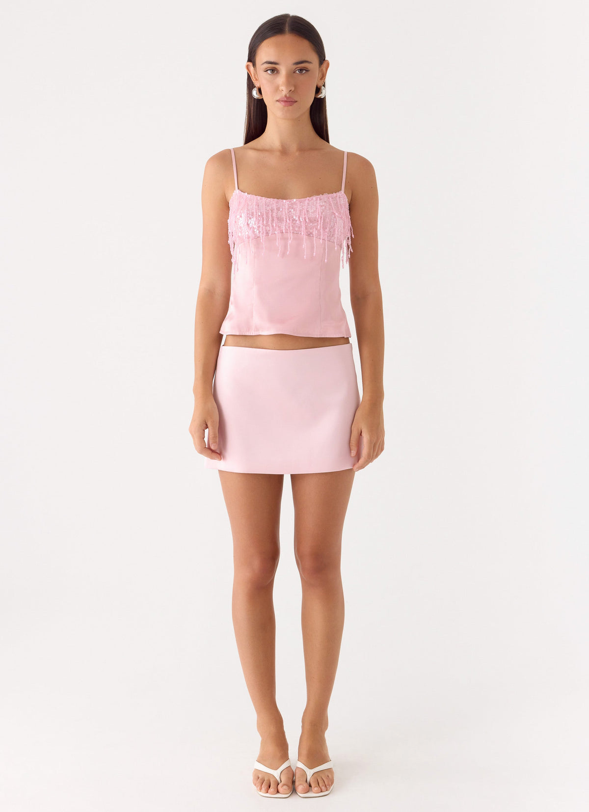 Siren Beaded Sequin Top - Pink