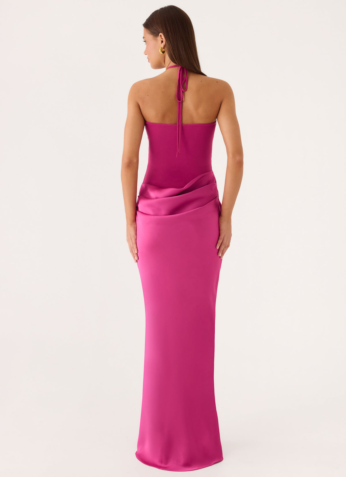 Verner Halter Maxi Dress - Berry