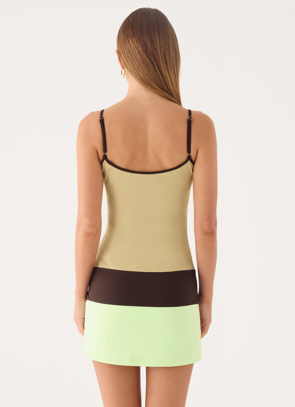 Zaylia Colour Block Mini Dress - Olive